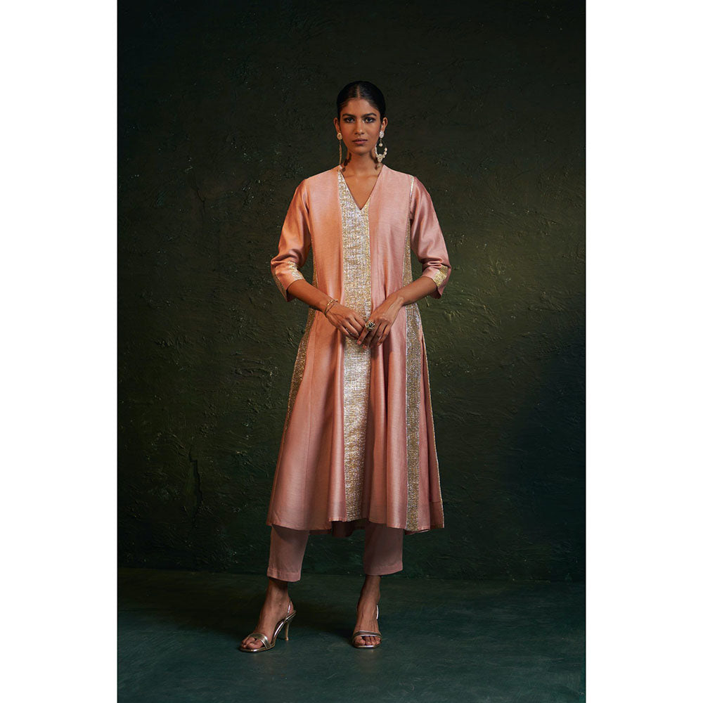 Charkhee Midas Rose Pink Chander Kurta with Pant & Dupatta (Set of 3)