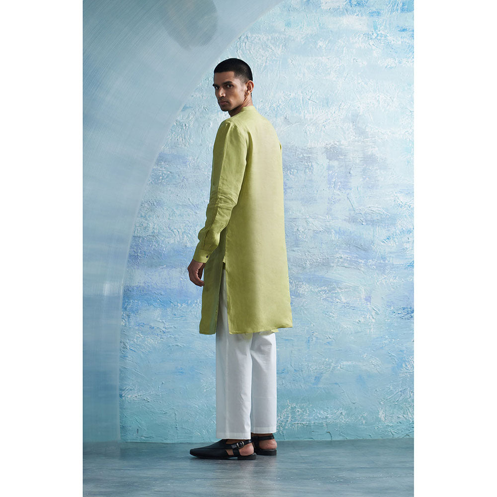 Charkhee Aura Sheen Green Straight Kurta with Pant (Set of 2)