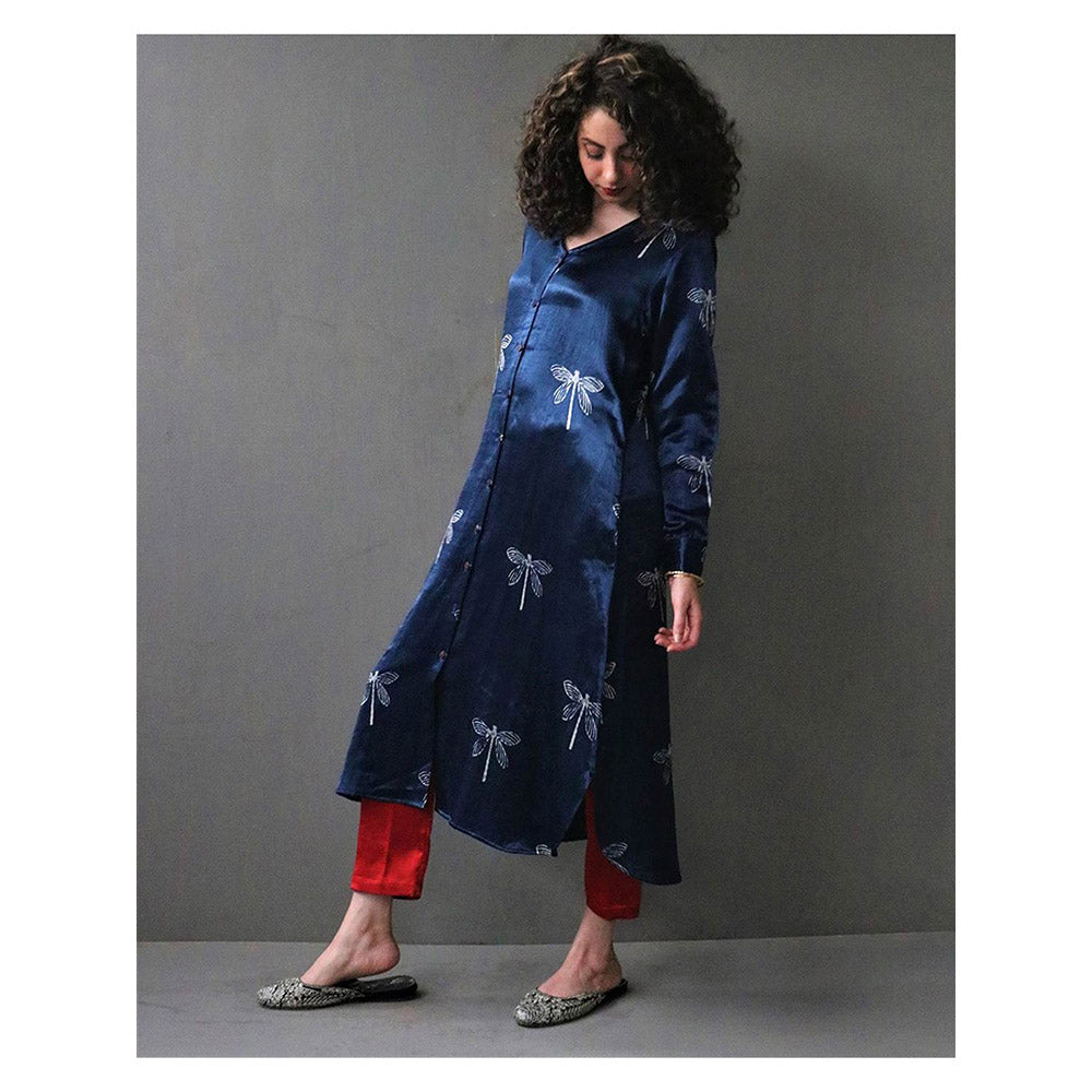 Chidiyaa Bhamerii Handprinted Mashru Silk Kurta Set
