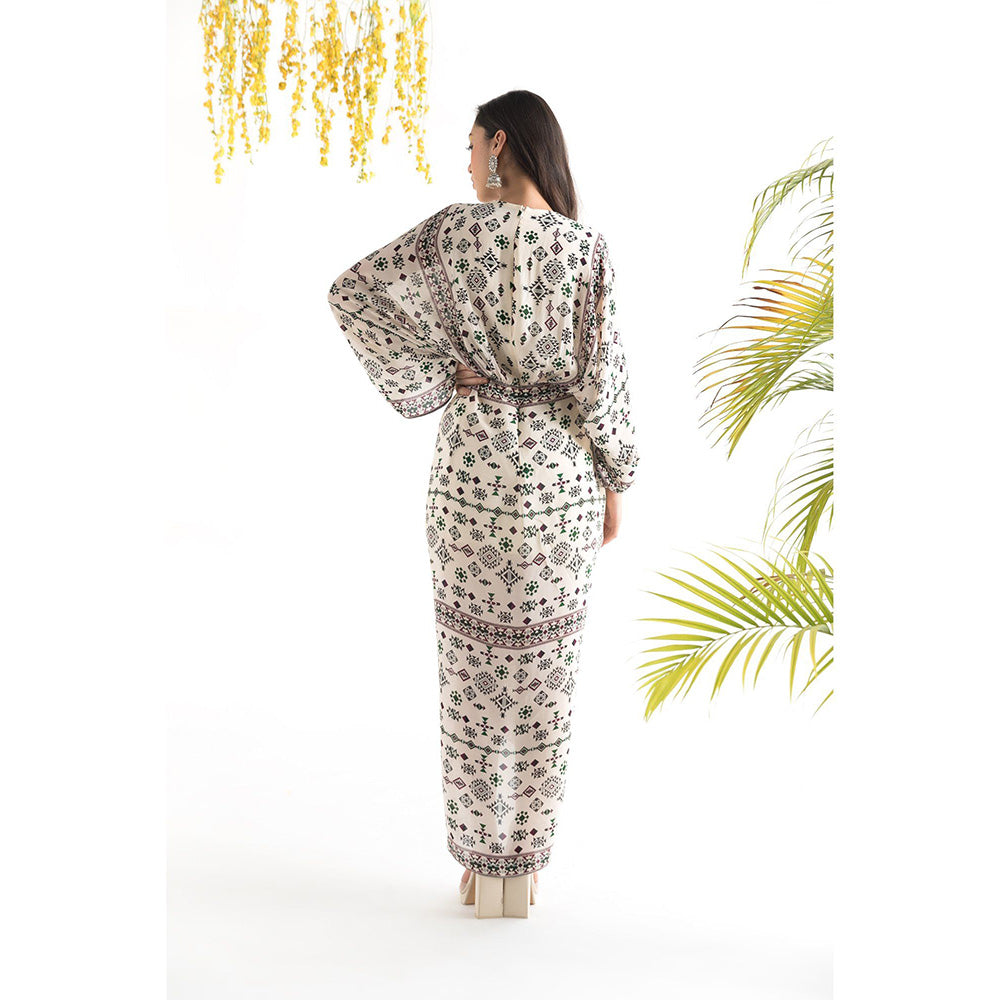 Chhavvi Aggarwal Ivory Printed Kaftan Dress