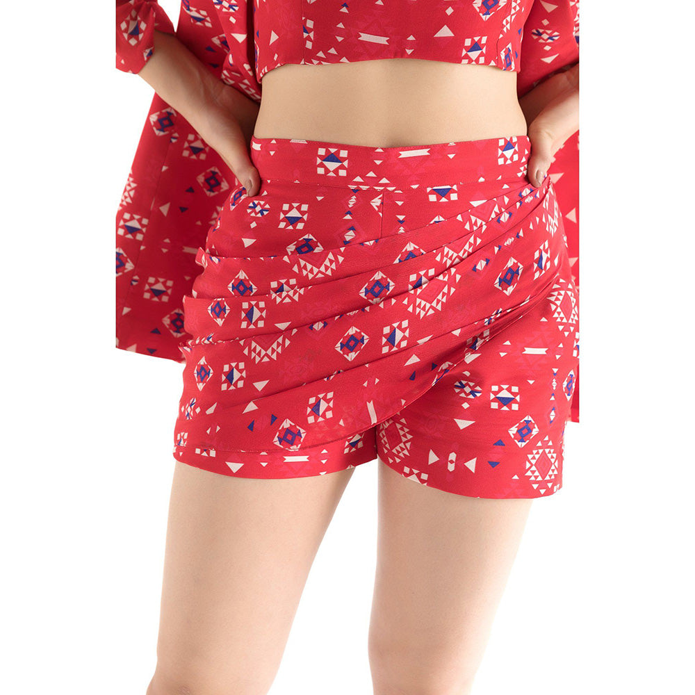 Chhavvi Aggarwal Red Printed Co-Ord (Set of 3)