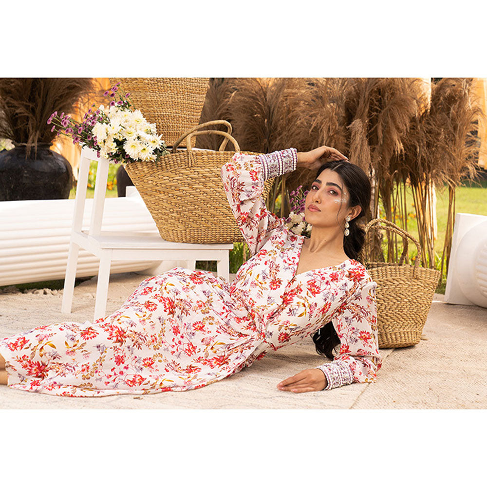 Chhavvi Aggarwal Off White Floral Draped Maxi Dress