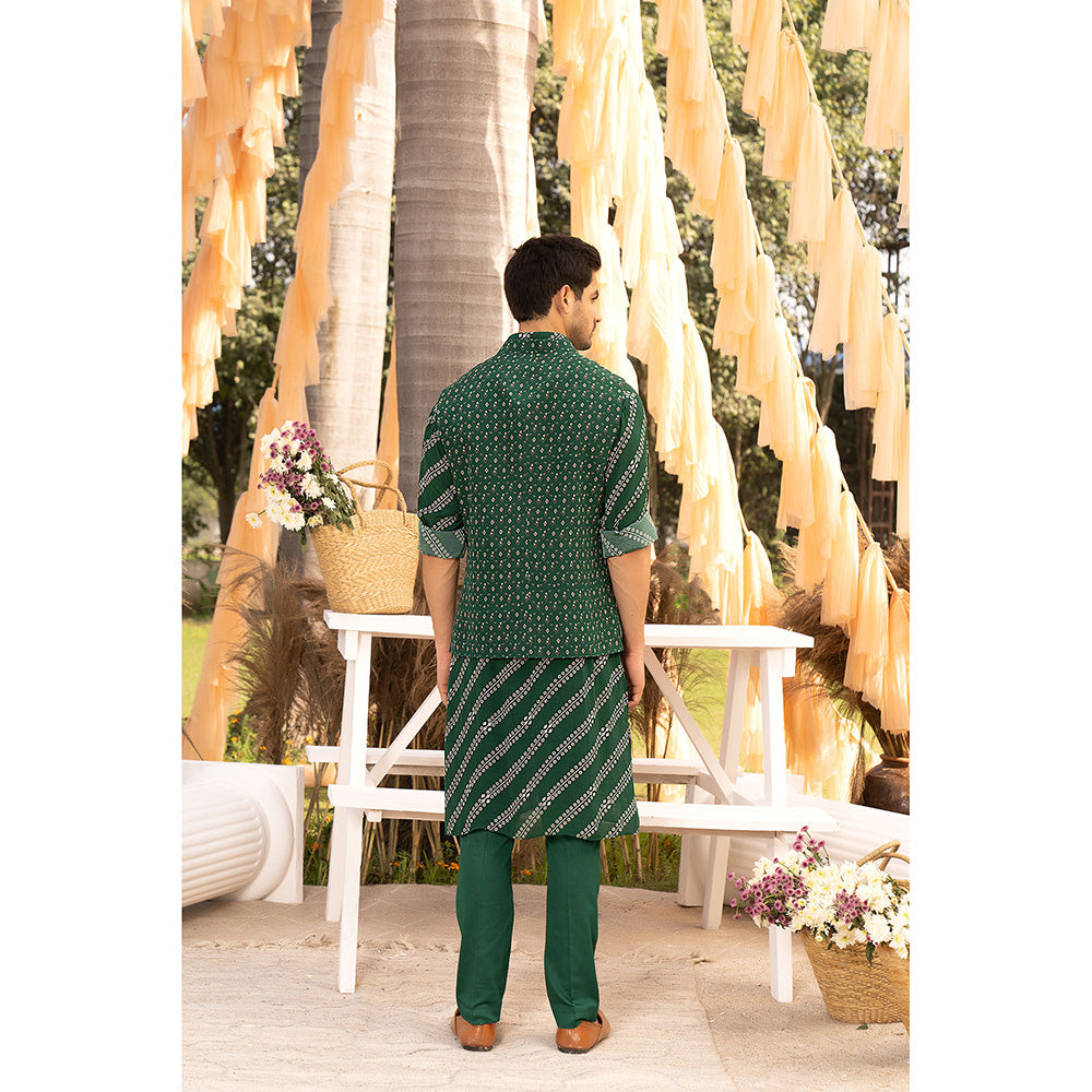 Chhavvi Aggarwal Bottle Green Printed Bundi (Set of 3)