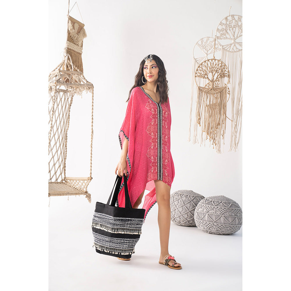 Chhavvi Aggarwal Pink Printed Mini Kaftan Dress