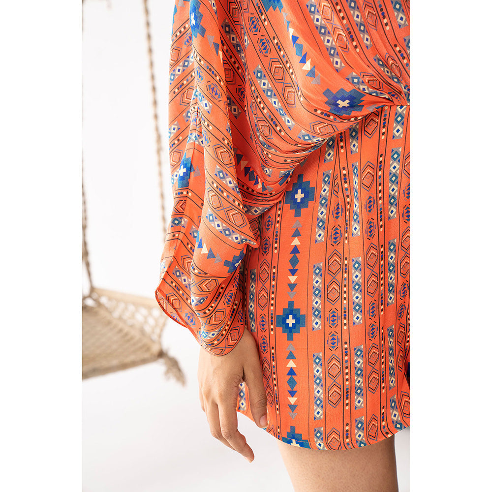 Chhavvi Aggarwal Orange Printed Playsuit