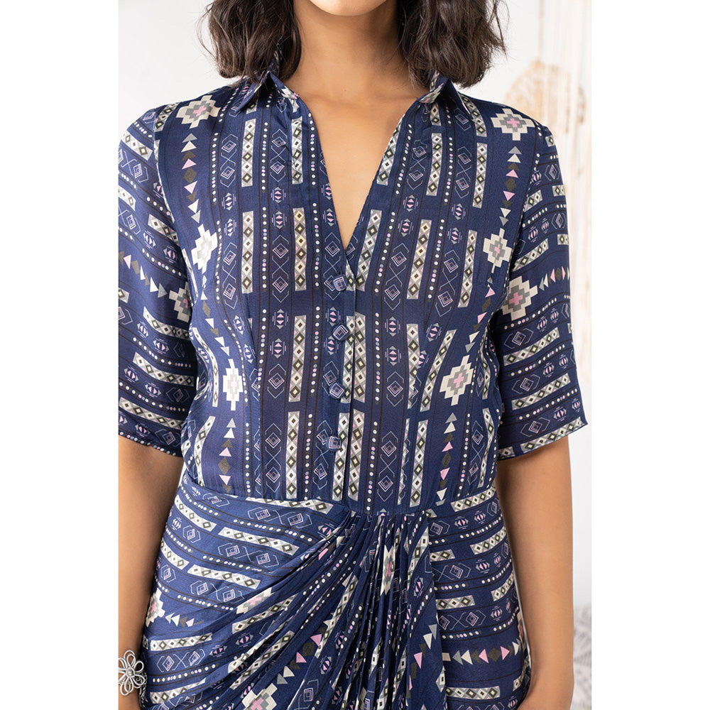 Chhavvi Aggarwal Women Printed Navy Blue Maxi Dress