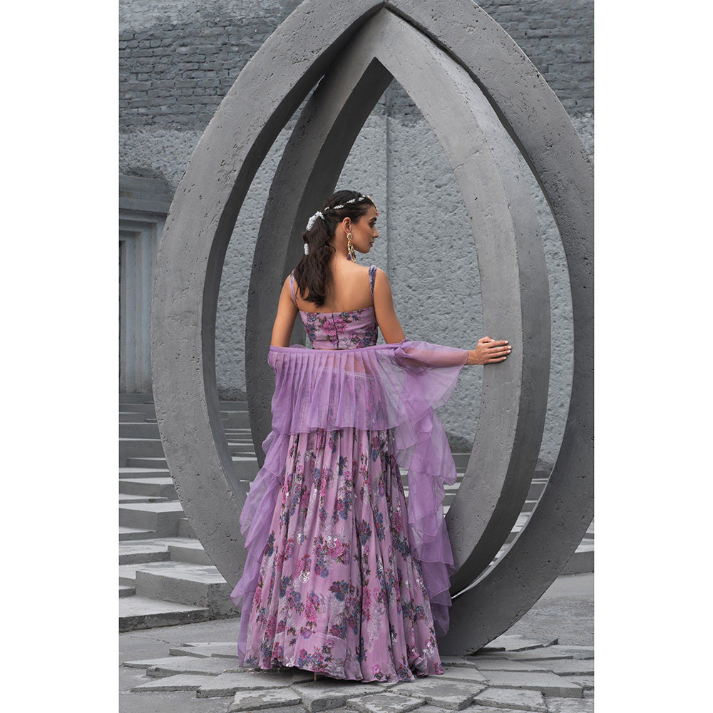 Chhavvi Aggarwal Women Floral Lavender Lehenga with Choli & Dupatta (Set of 3)