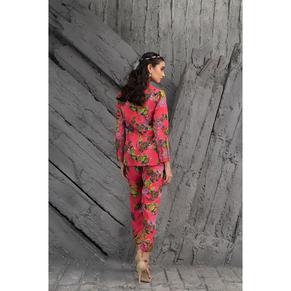 Chhavvi Aggarwal Women Floral Pink Jacket with Pant (Set of 2)