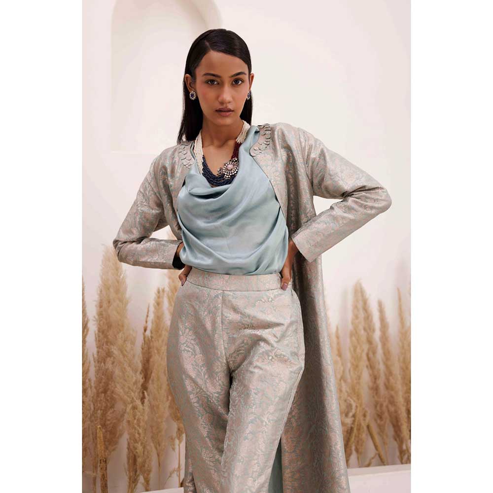 CHHAYA MEHROTRA Purple Top With Pant And Jacket Coord (Set of 2)