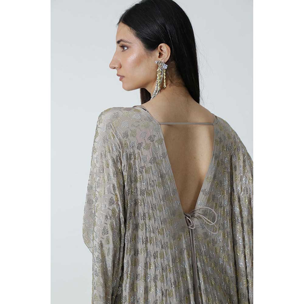 CHHAYA MEHROTRA Grey Eden Kaftan Dress with Bralette (Set of 2)