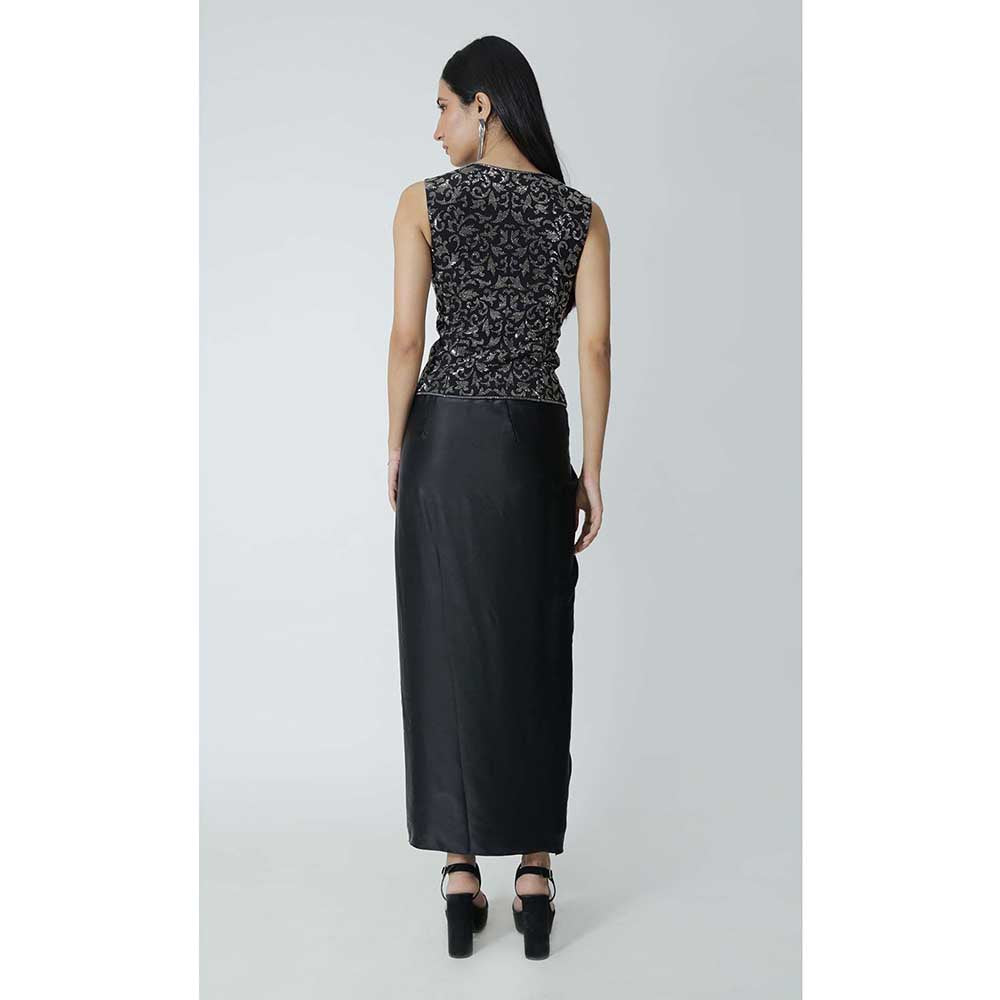 CHHAYA MEHROTRA Black Evren Waistcoat with Skirt (Set of 2)