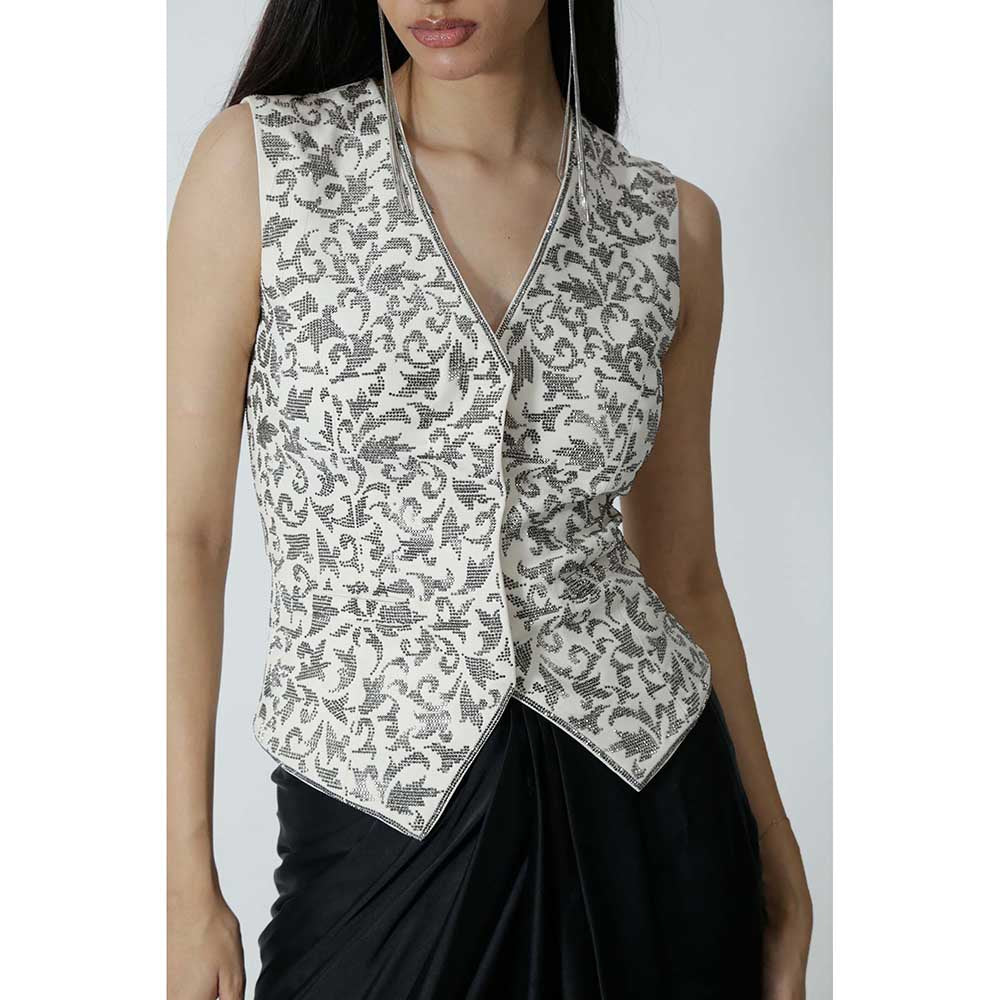 CHHAYA MEHROTRA Ivory Eos Waistcoat with Skirt (Set of 2)