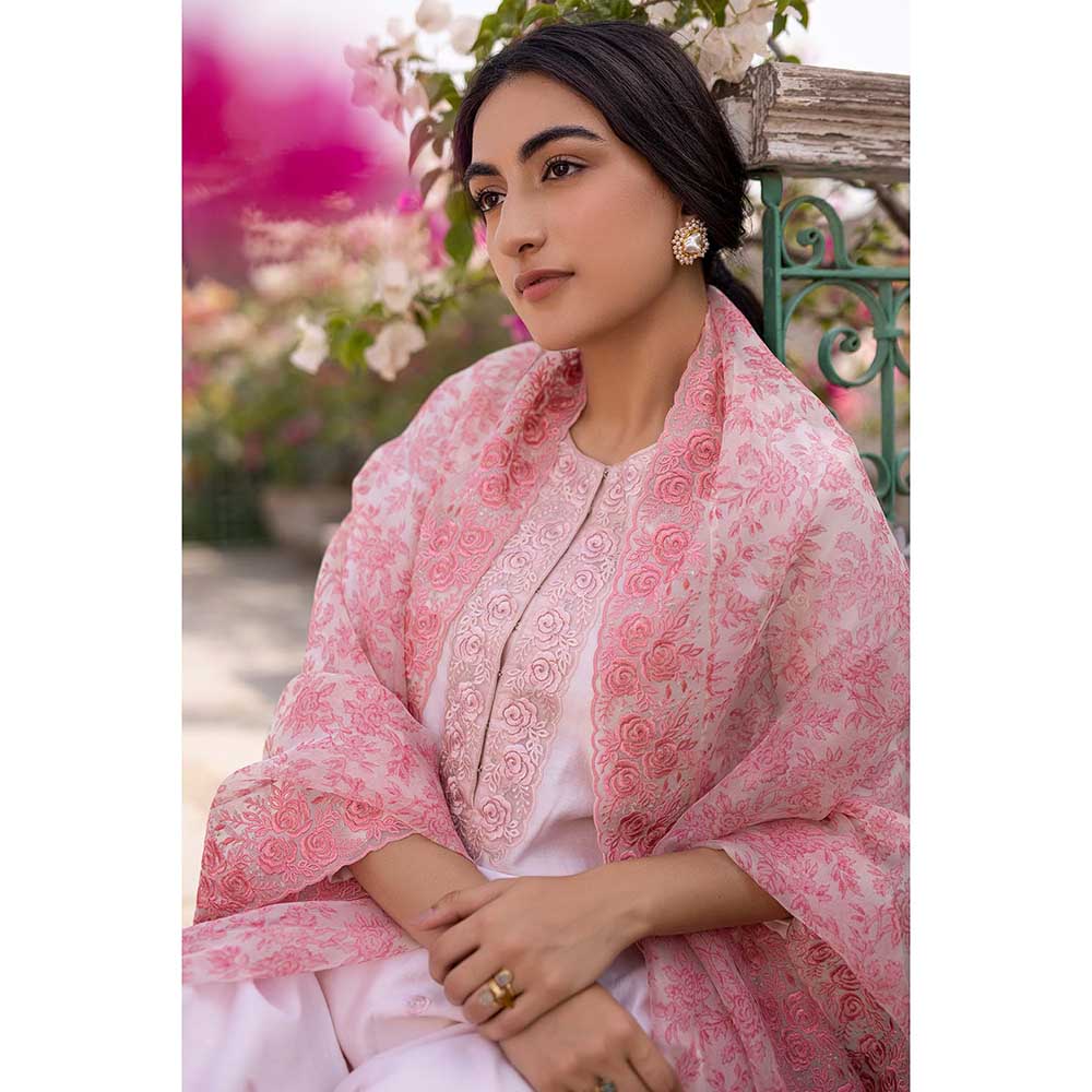 CHHAYA MEHROTRA Pink Anaaya Kurta with Pant and Dupatta (Set of 3)