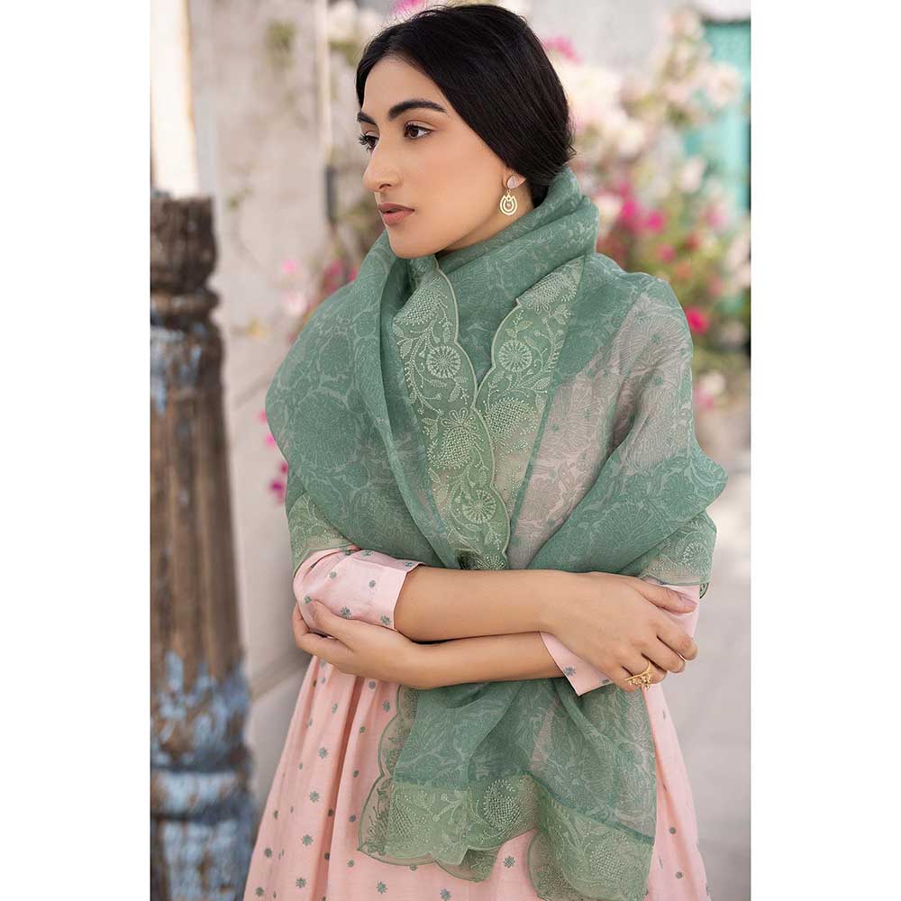 CHHAYA MEHROTRA Peach Aarohi Kurta with Pant and Dupatta (Set of 3)