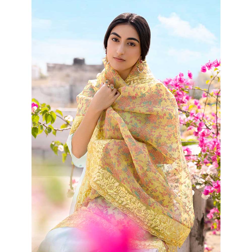 CHHAYA MEHROTRA Aqua Asmita Kurta with Pant and Dupatta (Set of 3)