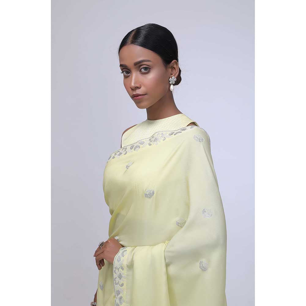 CHHAYA MEHROTRA Yellow Pure Primrose Saree with Stitched Blouse