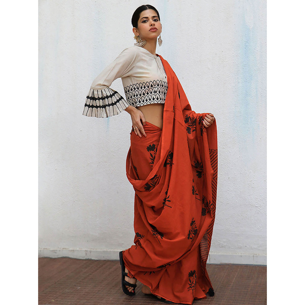 Chidiyaa Nomad Vivianne Block printed Cotton Crop top Blouse