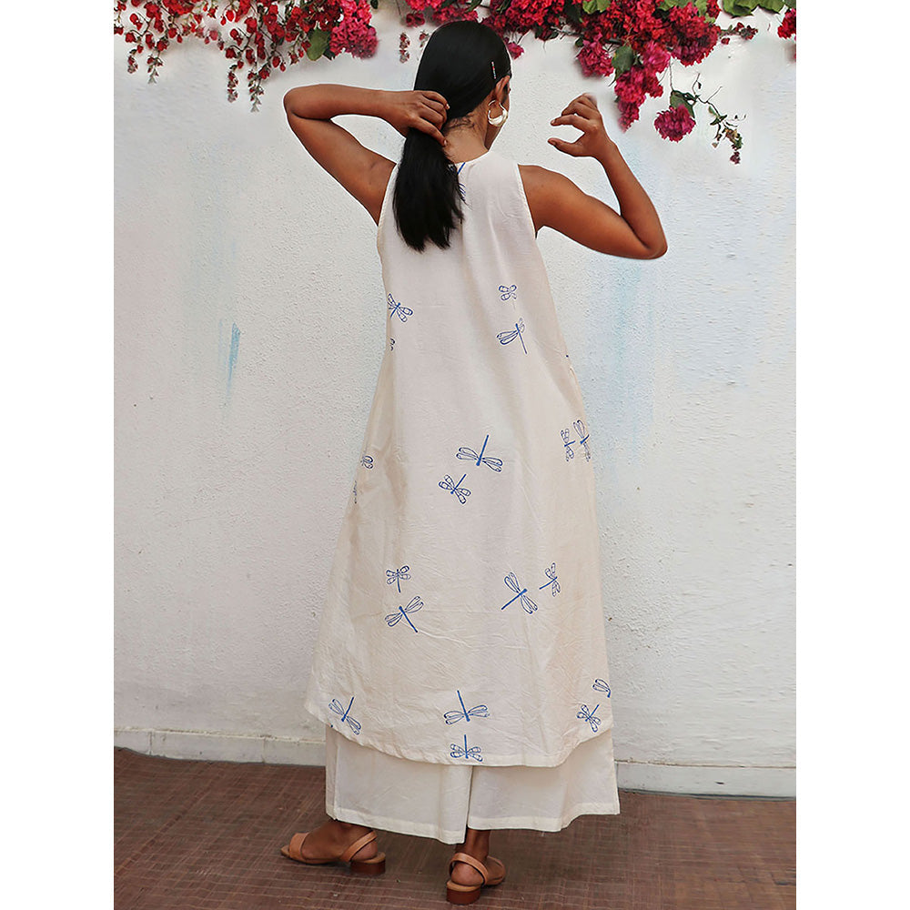 Chidiyaa Bogainvillea Suvi Block Printed Cotton Kurta & Palazzo (Set of 2)