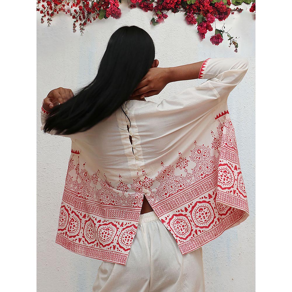 Chidiyaa Bogainvillea Arpina Block Printed Cotton Top