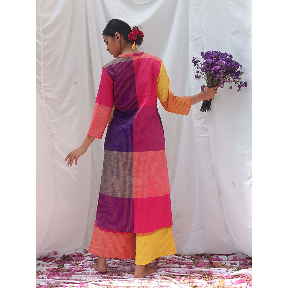 Chidiyaa Rainbow Cafe Satrangi Handwoven Cotton Kurta and Palazzo (Set of 2)