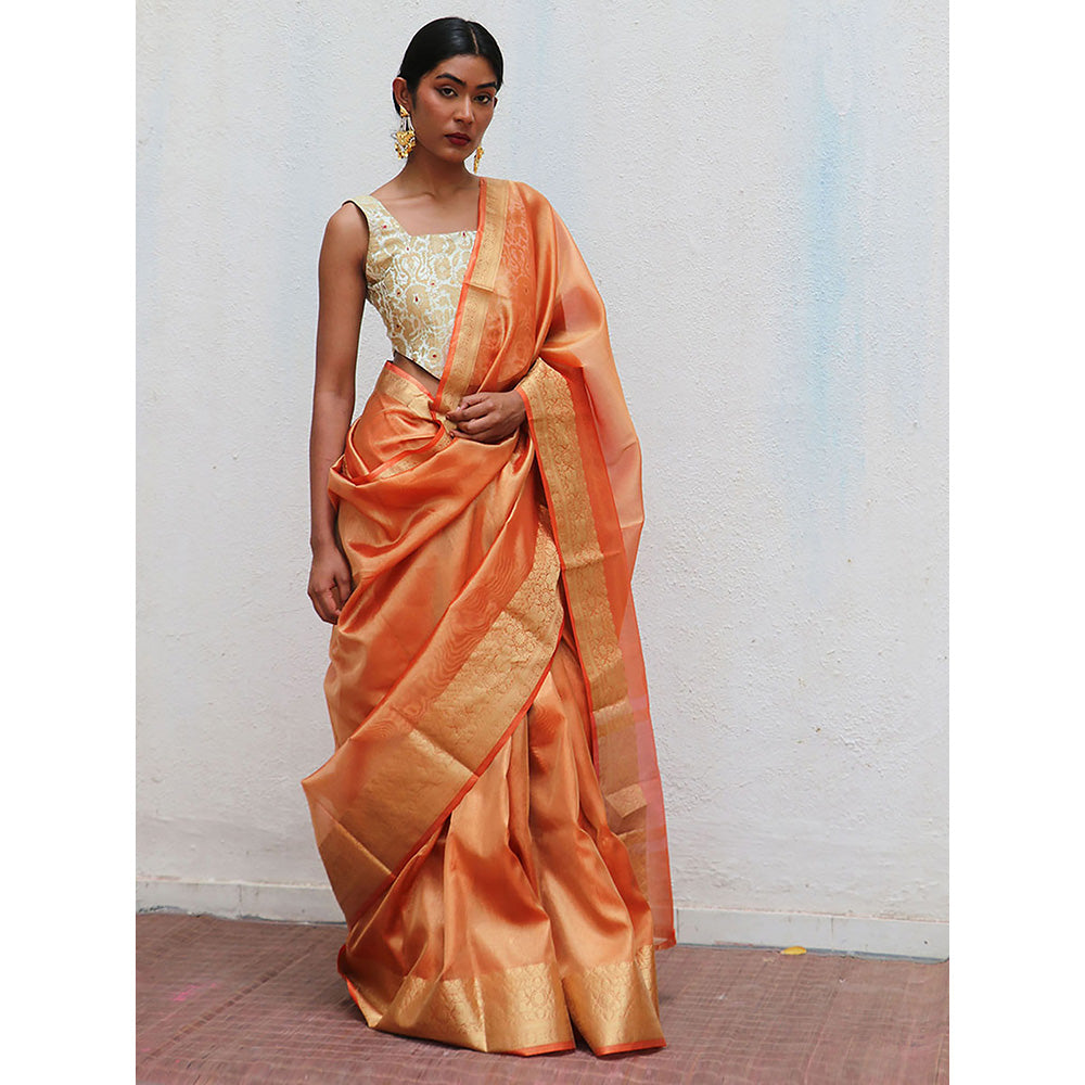 Chidiyaa Nargiz Safeeda Khimkab Off White Brocade Embroidered Stitched Blouse