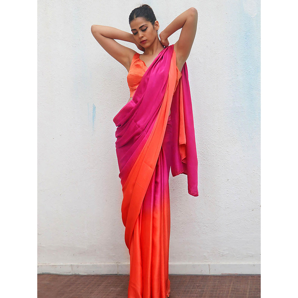 Chidiyaa Ganga Modal Silk Ombre Saree with Unstitched Blouse with Unstitched