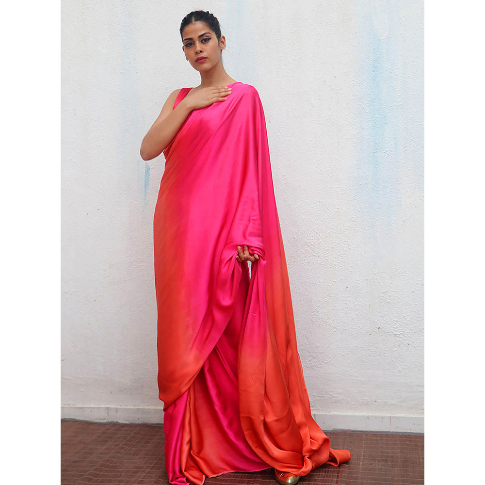 Chidiyaa Narmada Modal Silk Ombre Saree with Unstitched Blouse with Unstitched
