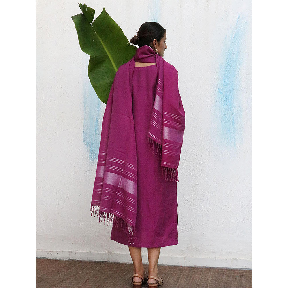 Chidiyaa Breathe Nora Purple Handwoven Linen Dupatta