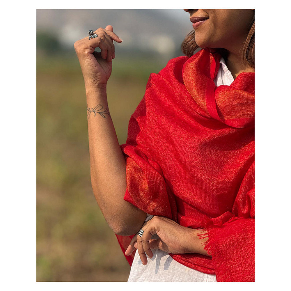 Chidiyaa Sardi Ki Dhoop Berry Brule Pure Wool Zari Shawl