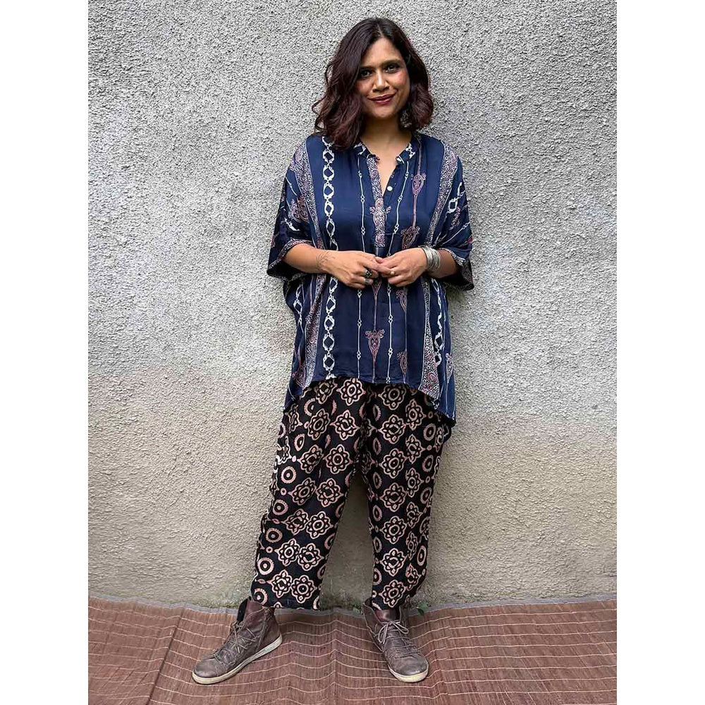 Chidiyaa Gypsy Heart Eulalie Modal Silk Blue Kaftan