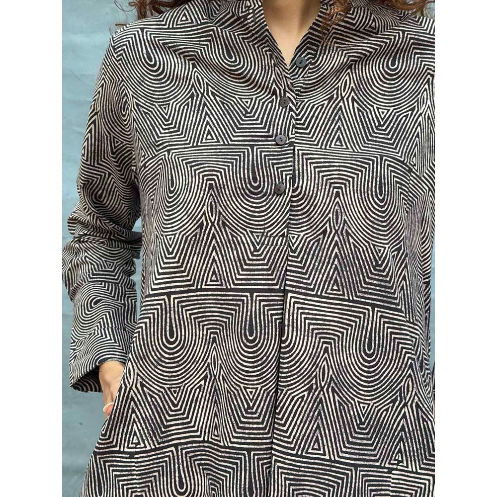 Chidiyaa Soil Leaves & Light Block Printed Cotton Kurta with Pant (Set of 2)