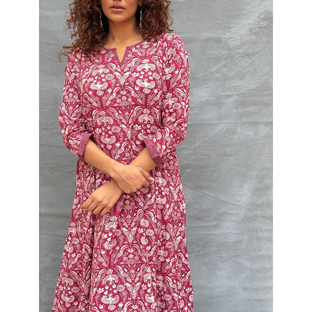 Chidiyaa Soil Night's Sigh Block Printed Cotton Kurta