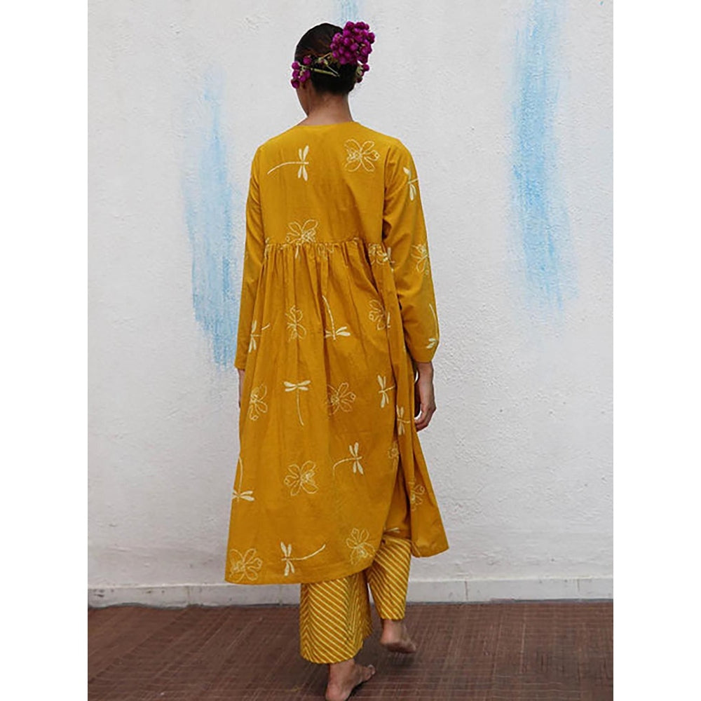 Chidiyaa Dahlia Block Printed Cotton Kurta with Pant