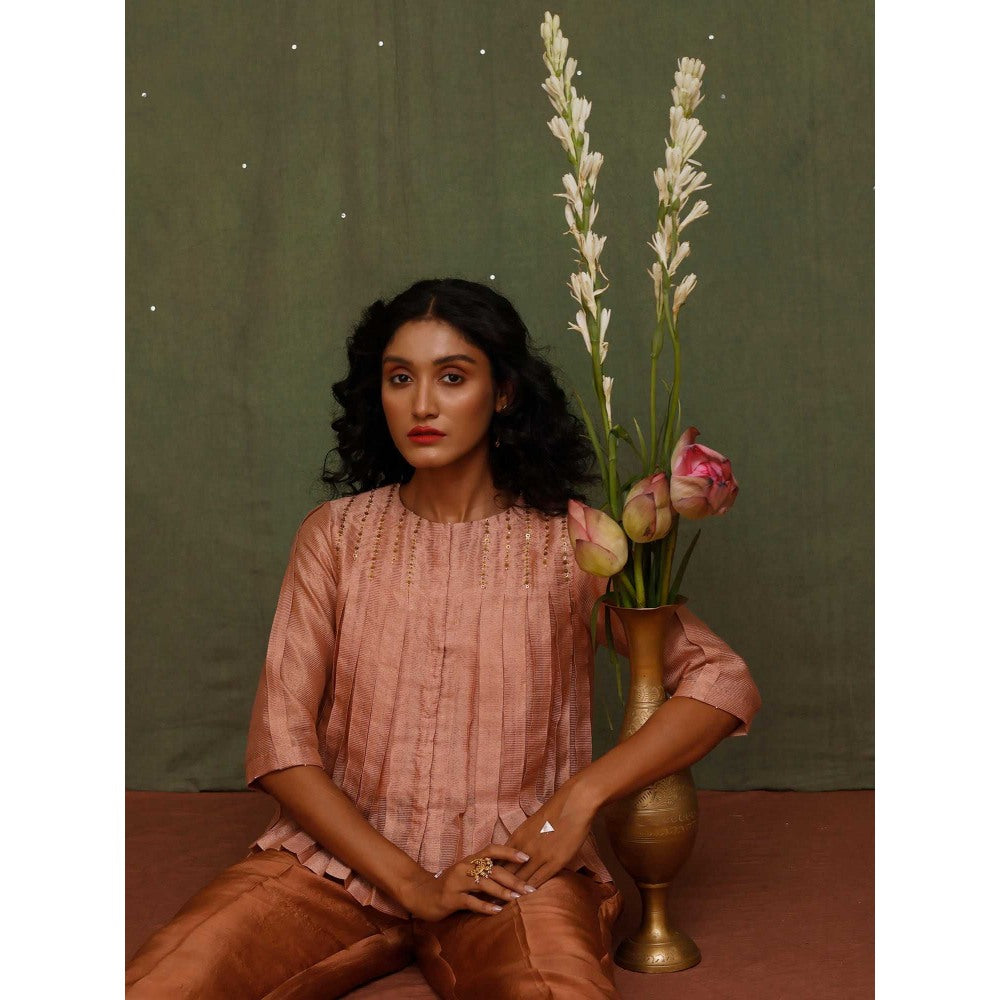 Chokhi Chorri Peach Chandra Top & Pant Co-ord (Set of 2)