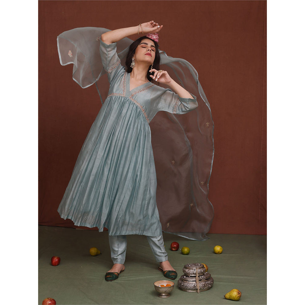 Chokhi Chorri Blue Shashi Anarkali Kurta (Set of 3)