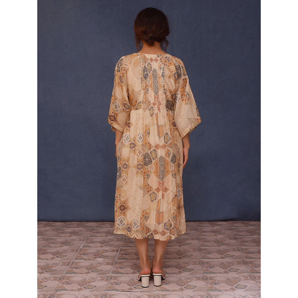 Chokhi Chorri Beige Damsa Midi Dress with Inner (Set of 2)