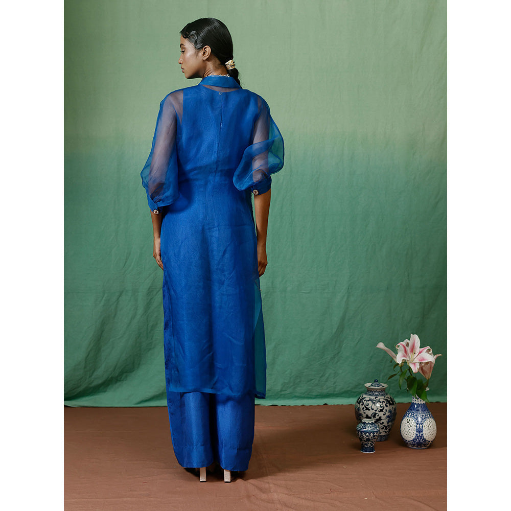 Chokhi Chorri Blue Jumpsuit With Jacket (Set of 2)