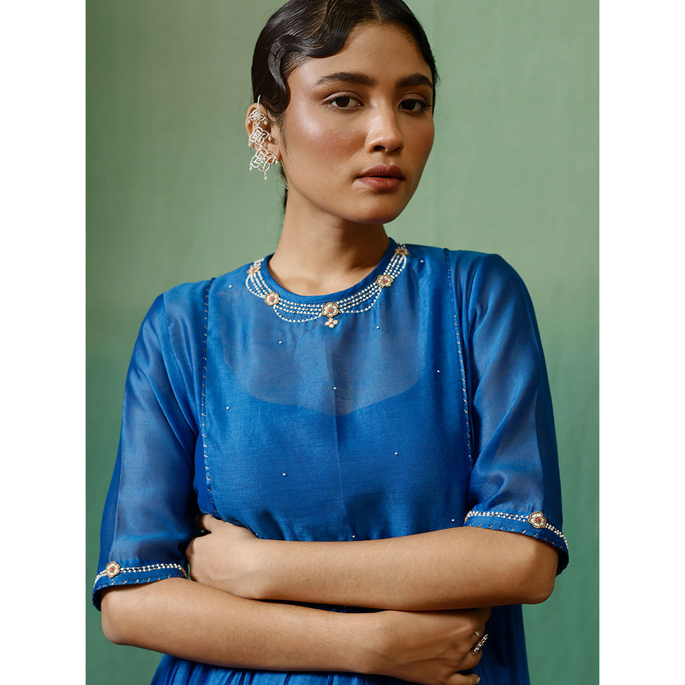 Chokhi Chorri Blue Kurta With Pant And Slip (Set of 3)