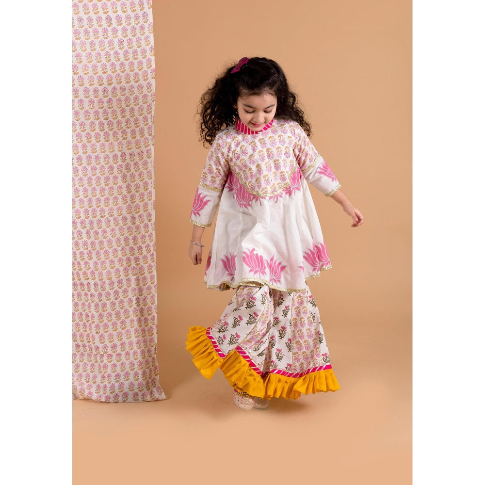 Chotibuti Lotus Off White Printed Kurta with Sharara