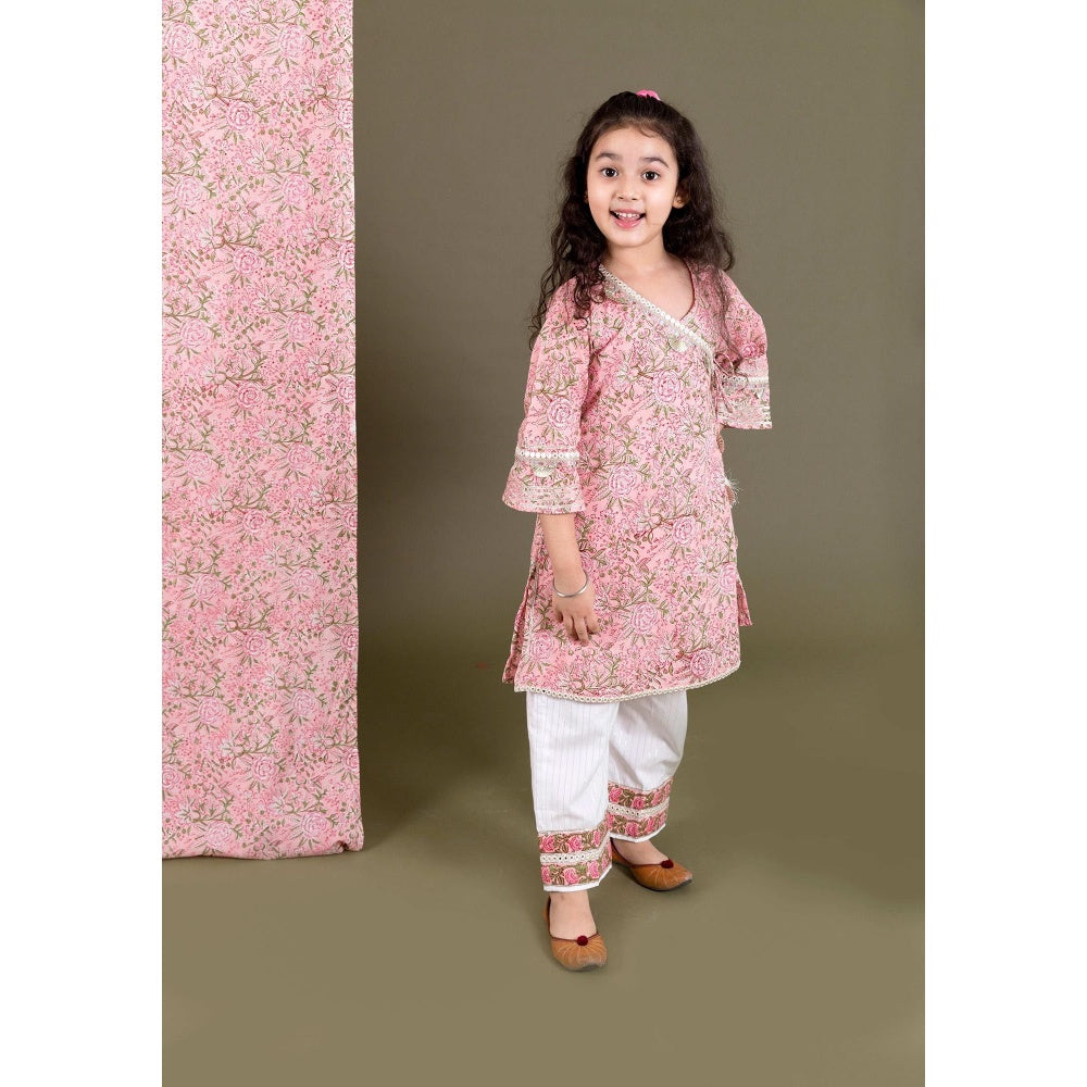 Chotibuti Pink Block Printed Kurta With Pants