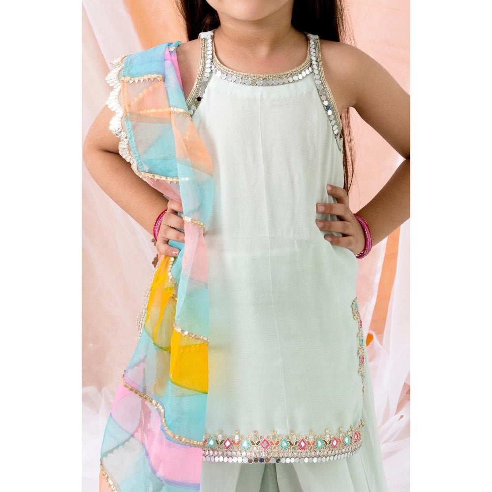 Chotibuti Green Muslin Gota Kurta with Sharara and Dupatta