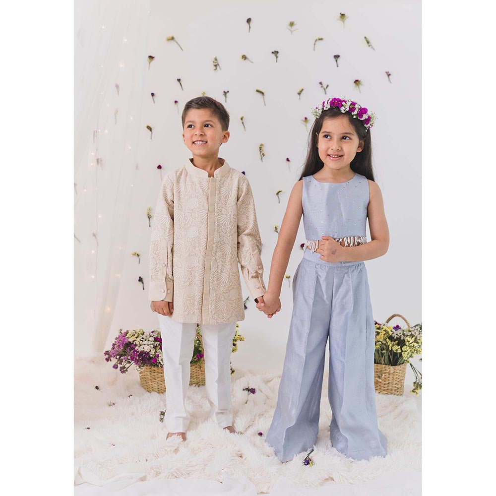 Chotibuti Embroidered Beige Kurta with Pant