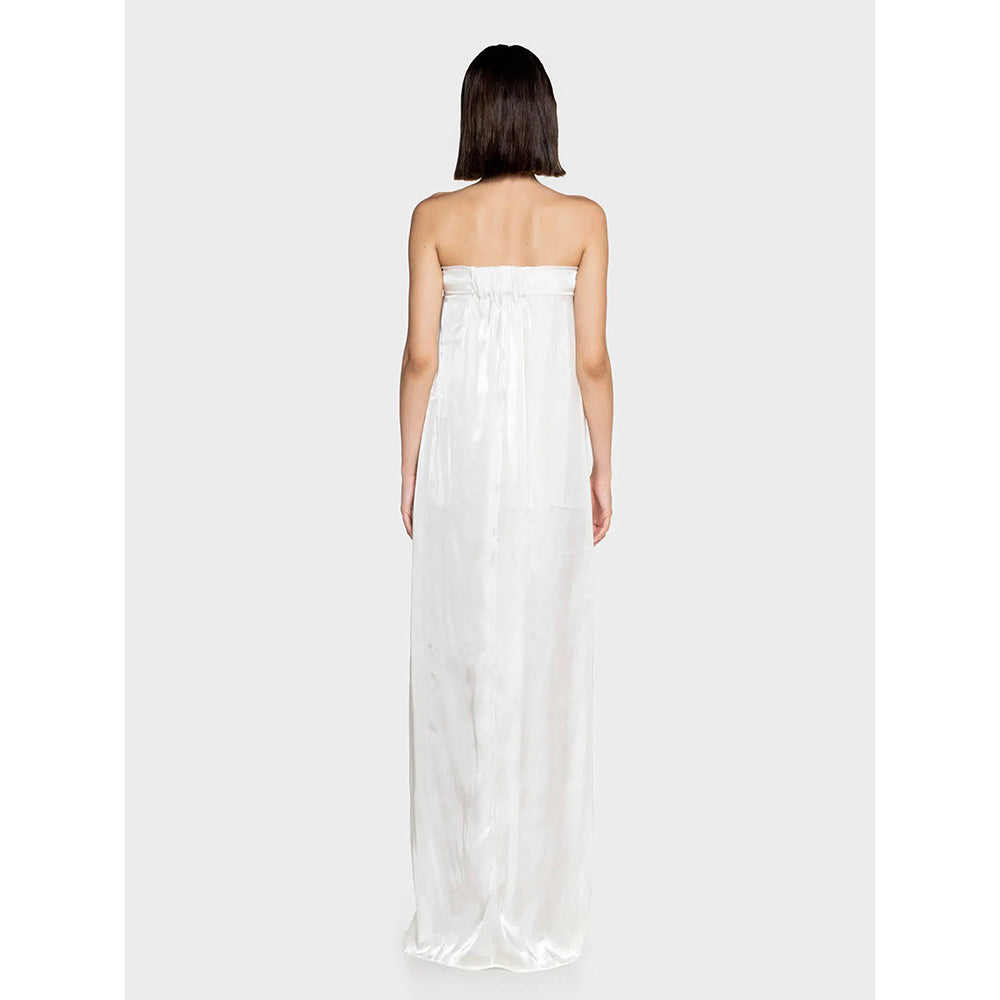 CILVR White Fluid Organza Maxi Dress