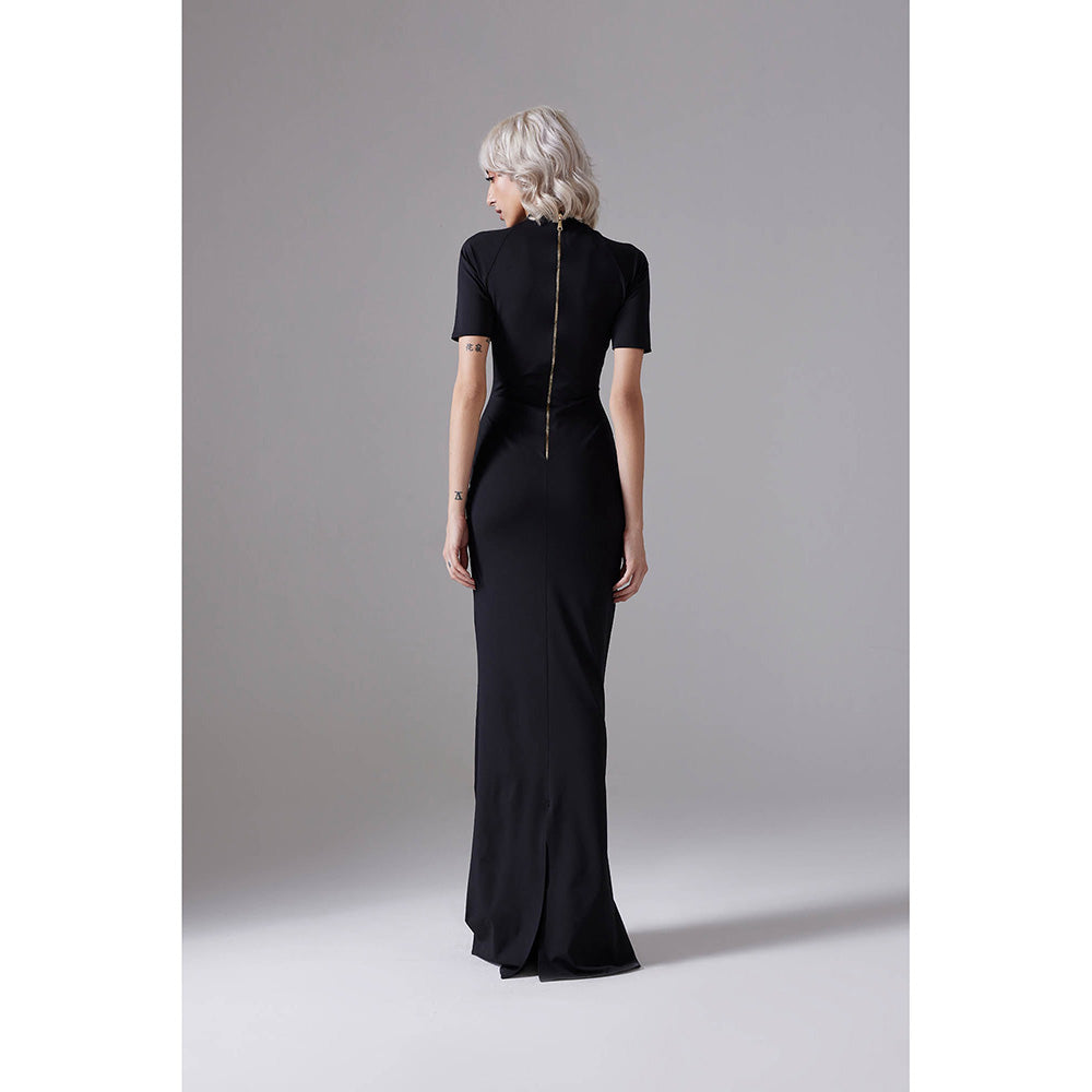 CILVR Black Crewneck Long Dress