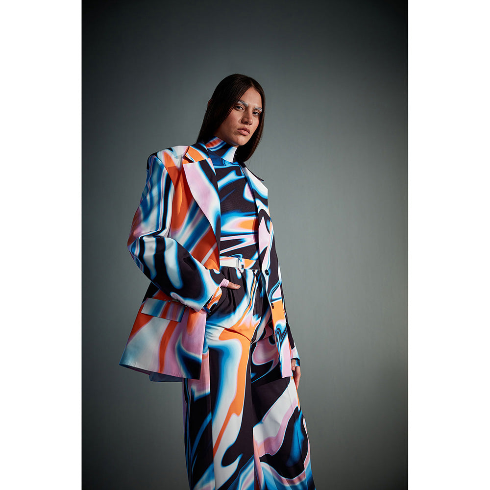 CILVR Multi-Colour Fluid Print Blazer