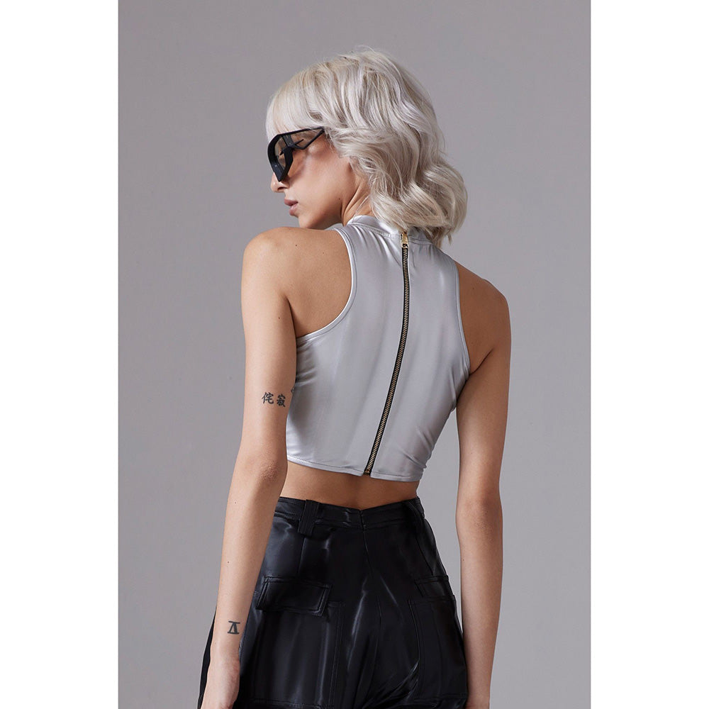 CILVR Women's Silver Stride Active Crop Top