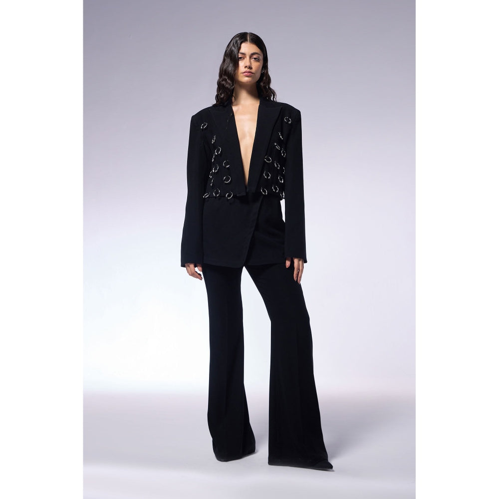 CILVR Black Midnight Septum Cropped Blazer