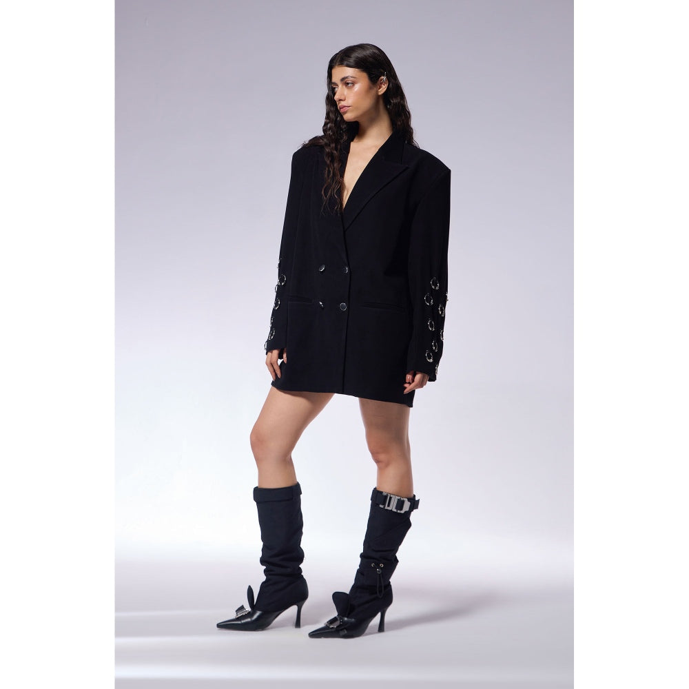 CILVR Black Septum Full Sleeve Blazer