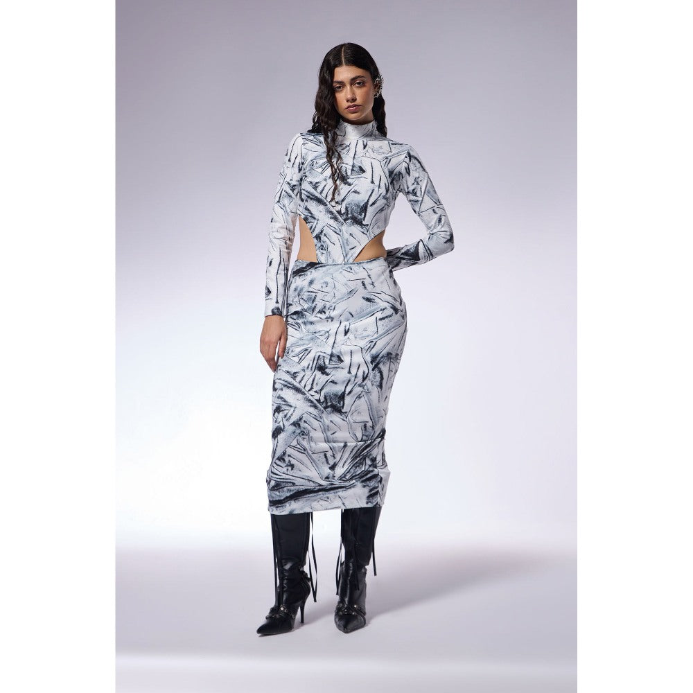 CILVR Black Crushed Paper Illusion Bodysuit