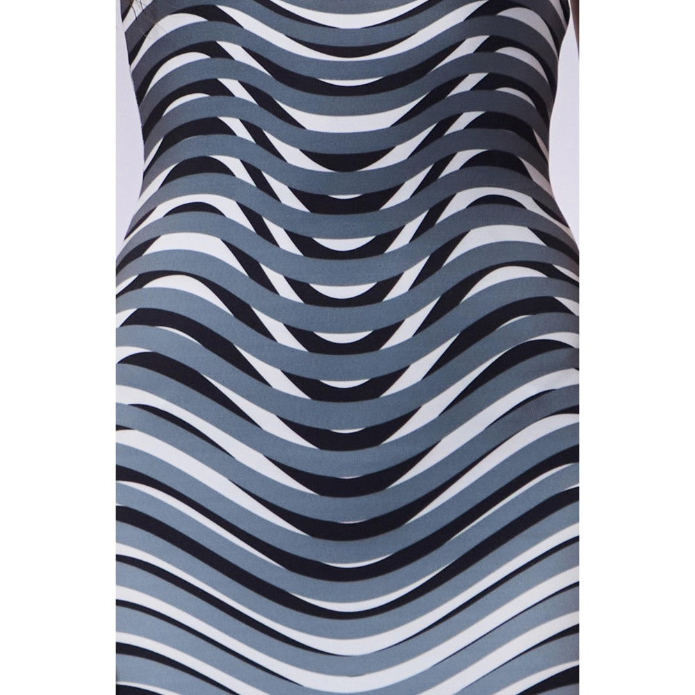CILVR Optic Grey Midi Trompe O'Neil Print Dress